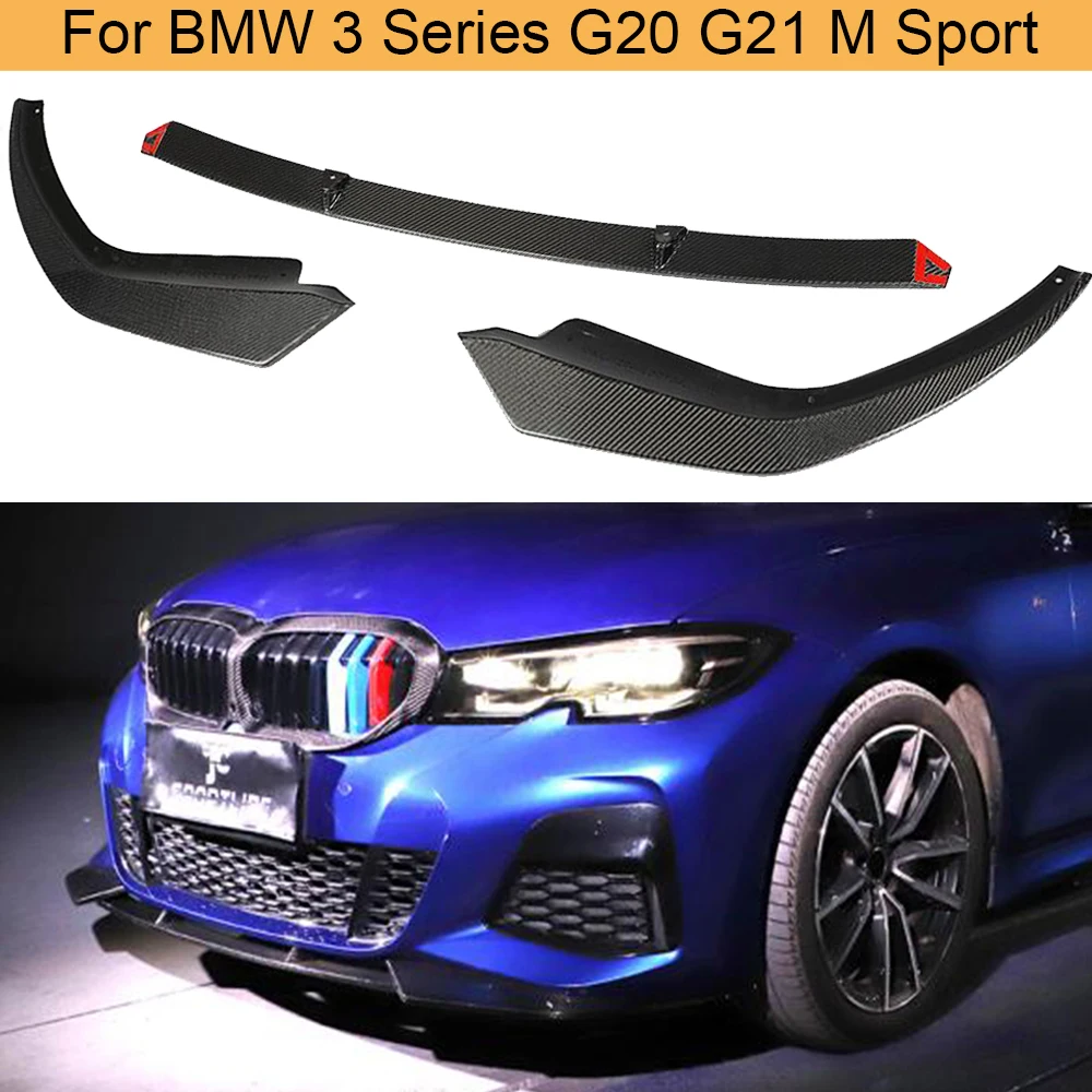 Передняя губа для BMW 3 серии G20 G21 M Sport 2017-2020 углеродное волокно передний бампер