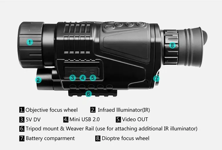 5X40 Infrared Hunting Night Vision Monocular Goggles Scope Digital Binoculars 200M range Wildlife Night Vision Optics