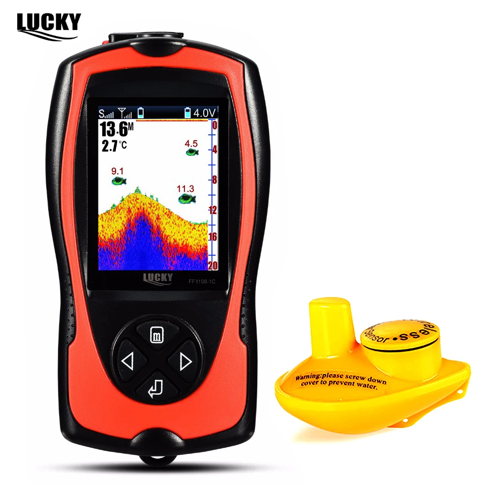Lucky FF1108-1CW Wireless Sonar Fish Finder Transducer ICE/Ocean/Boat Alarm Fish Finder Sonar Sensor Father's Day Gift