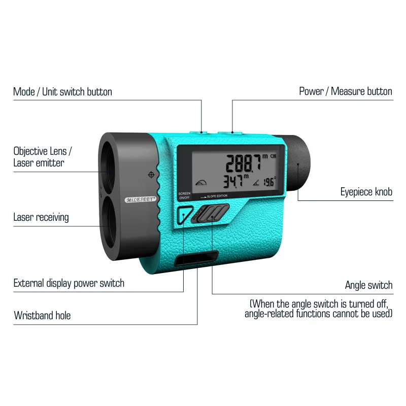 Mileseey PF3S Golf Laser Rangefinder Telescope 600m Laser Distance Meter Golf hunting Laser Range Finder with Flag-Lock 1500m