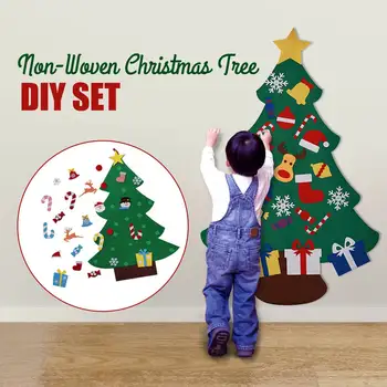 

Christmas Felt Tree DIY House Set Ornaments Kids Gift Door Wall Hanging Decor Kids Toys Christmas Party Decoration Dropshipping