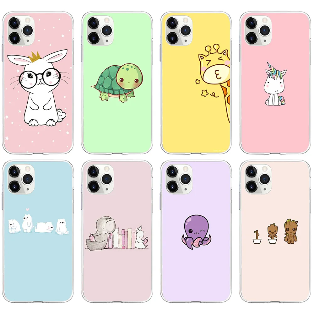 Cute animal case For iPhone 11 pro max 6 6S 7 8 Plus X XS transparent soft Silicone Phone Cover funda coque capas | Мобильные