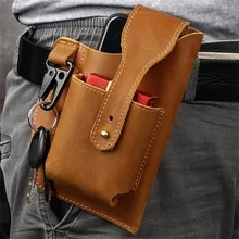 Sac de ceinture rétro en cuir pour hommes, sac de sport de plein air pour téléphone portable, sacs à outils multifonctions pour stylos clés