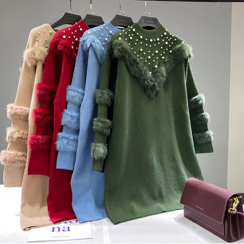 luxury ladies beaded loose sweater women's Pullover Sweater Top A244 | Женская одежда