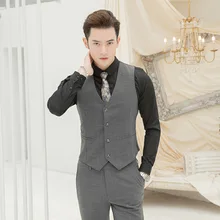 Джентльменский Модный повседневный костюм, жилет, мужской приталенный корейский стиль, рабочая одежда, официальная одежда, стиль, мужской однобортный жилет