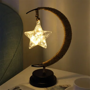 

Table Lamp LED Stars Moon Light Sepak Takraw Rattan Ball Apple Christmas Lamp Children Gift Hemp Rope USB Lampara Home Decor