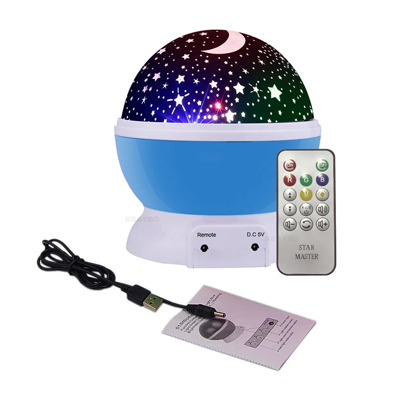 

LED Rotating Star Projector Remote Novelty holiday Lighting Moon Sky Rotation Kids Nursery Night Light Battery Operated Lamp