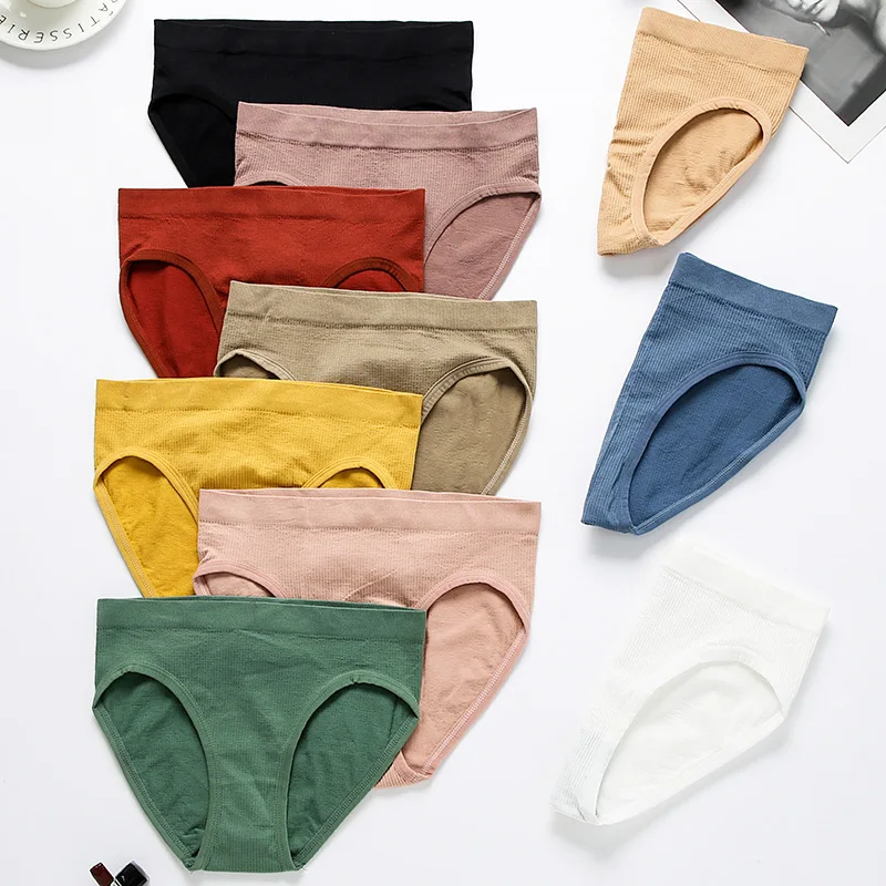 

Seamless Women Panties Solid Simple Underwear Middle Waist Comfortable Lingerie Cotton Crotch Skin-Friendly Underpants