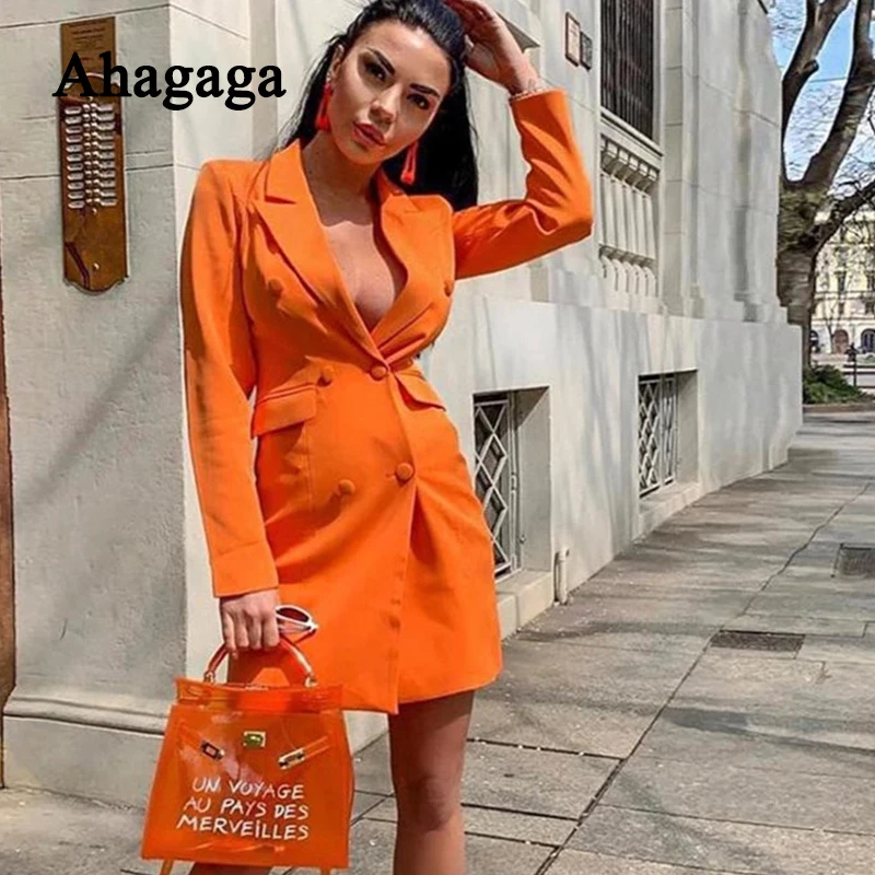 

2019 Autumn Casual Suit Blazers Women Long Sleeve V-neck Solid Long Costume Button Office Streetwear Women Suits Female Blusas