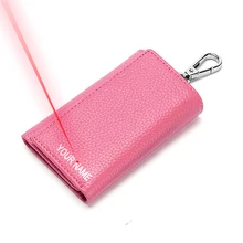 Персонализированные ключ, через плечо, Сумки из натуральной кожи; Мужская и женская ящик для ключей чехол-портмоне с отделением для карт, гравировка ваше имя на ключевой чехол 5 цветов