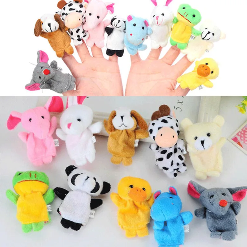 US Family Finger Puppets Cloth Doll Baby Educational Hand Cartoon Animal Toy Set 2