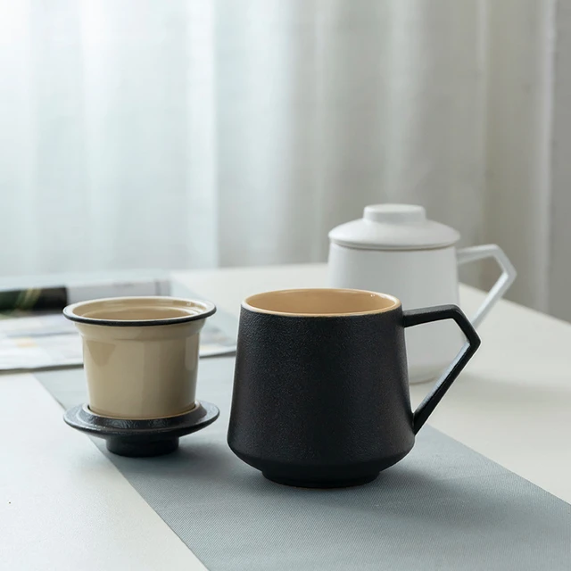 $US $14.25 370ML Creative Ceramics Infusion Of Tea Mugs Cup With Multifunction Cover Filter Handle For Milk Co