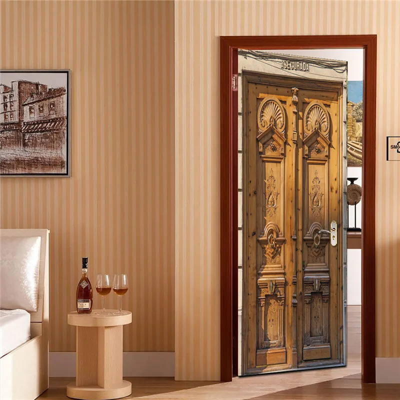 Ретро деревянная рельефная дверная наклейка, китайский стиль, домашний съемный декор, наклейка, имитация 3D плаката для двери, кабинета, гостиной, спальни