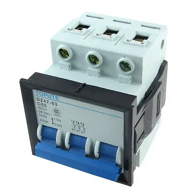 

AC 400V 50A 3P Miniature Mini Circuit Breaker DZ47-63 C50
