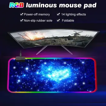 

RGB Luminous Gaming Mouse Pad Thick Big Mouse Mat 14 Lighting Modes Gamer Led Computer Mousepad Keyboard Desk Mat