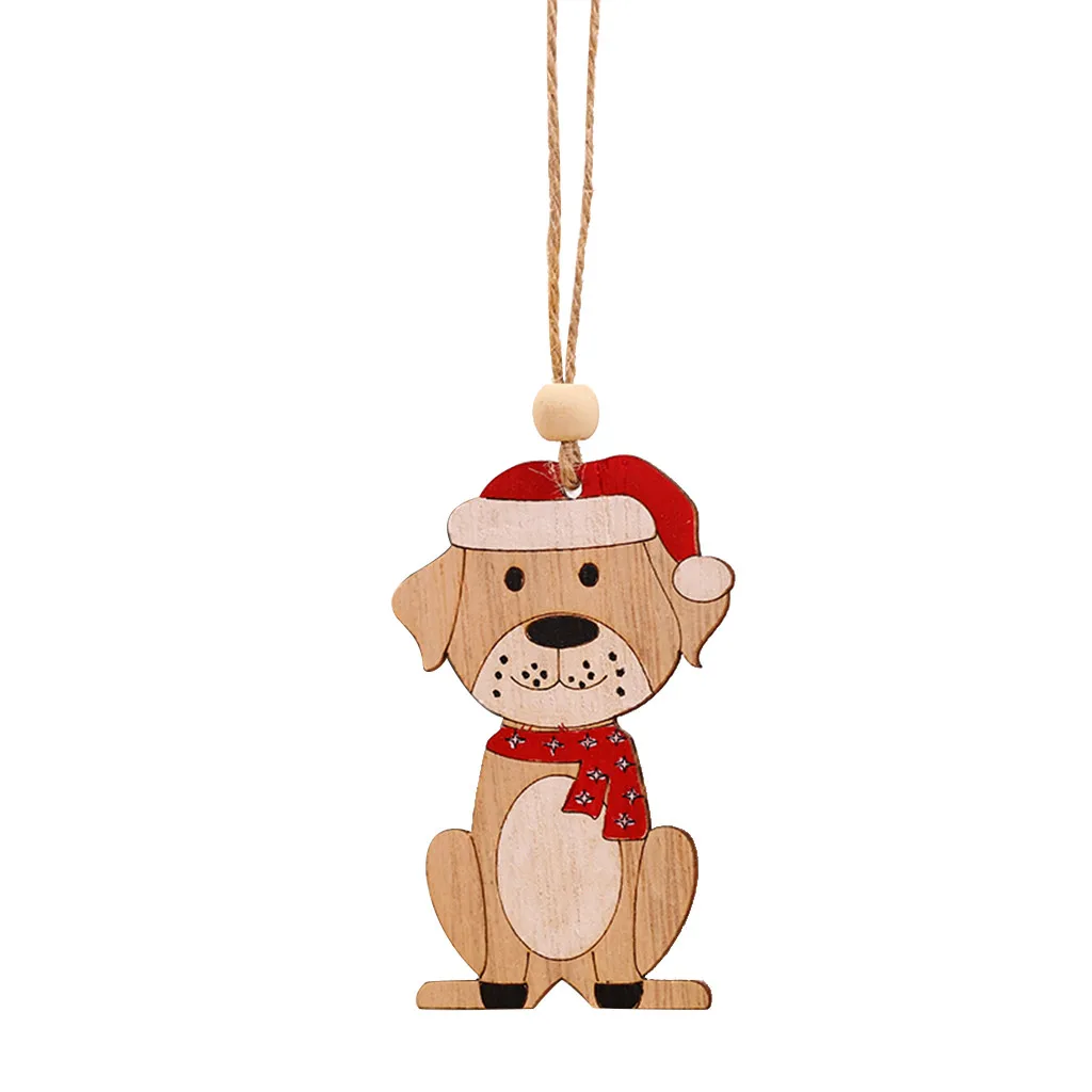 Счастливого Рождества автомобиль орнамент с изображением собак украшения деревянный подвесной кулон Лось рождественские украшения для дома Navidad подарок на год - Цвет: dog 2