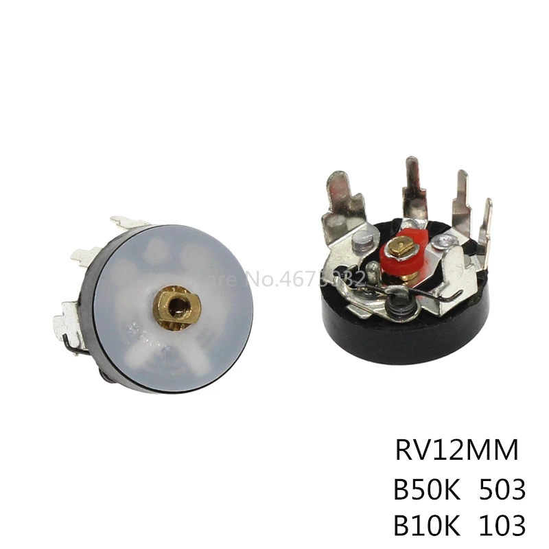 100 шт. 10K RV12 прямой угол радио потенциометр RV12MM B503 B103 B10K B50K Мощность громкости