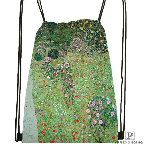 Drawstring Backpack Custom Gustav_Klimt@ 4 походная сумка на шнурке милый рюкзак для детей(черная спинка) 31x40 см#20180611-02-98 - Цвет: Drawstring Backpack