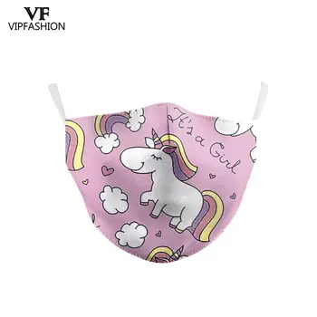 

VIP FASHION Children's Baby Polyester Cute Cartoon unicorn Printed Face Mask Washable Protective Dust-Proof Anti-Fog Mouth Cover