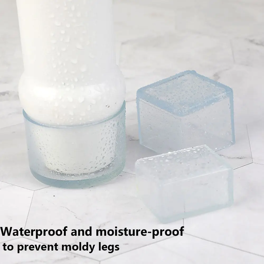 4Pcs/Set New Transparent Chair Leg Caps Round Bottom Furniture Feet Silicone Pads Non-Slip Covers Floor Protectors Accessories