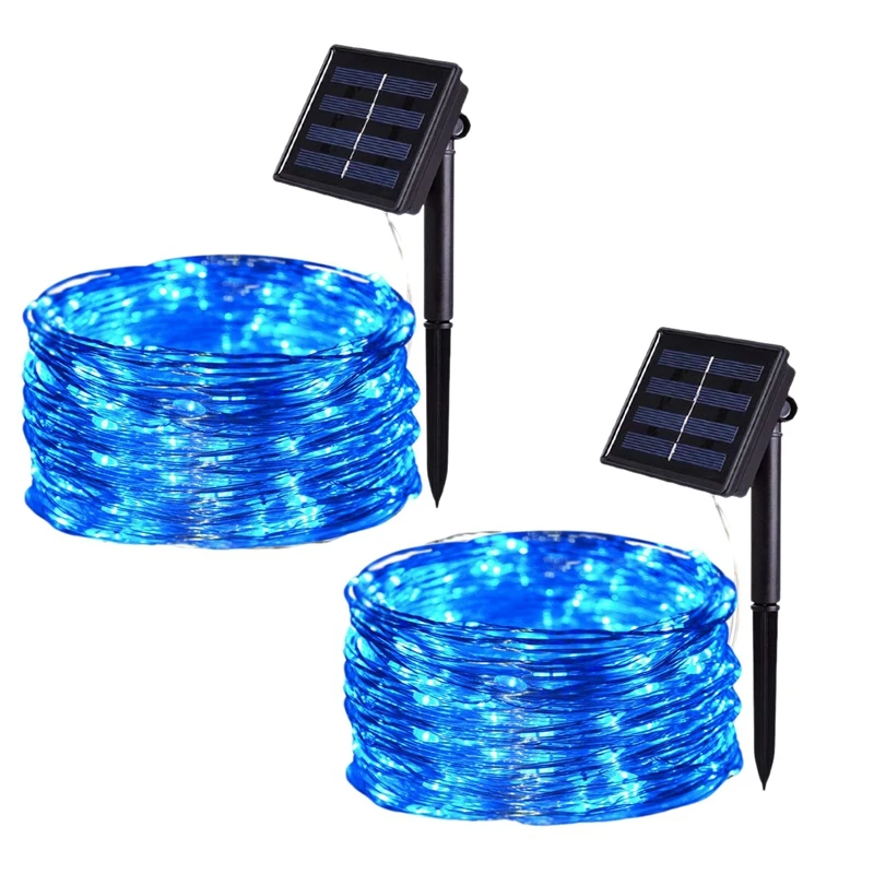 

2 Pcs Solar String Lights Outdoor 100 LED Waterproof Fairy String Decorative Copper Wire Lights for Wedding Patio Bedroom