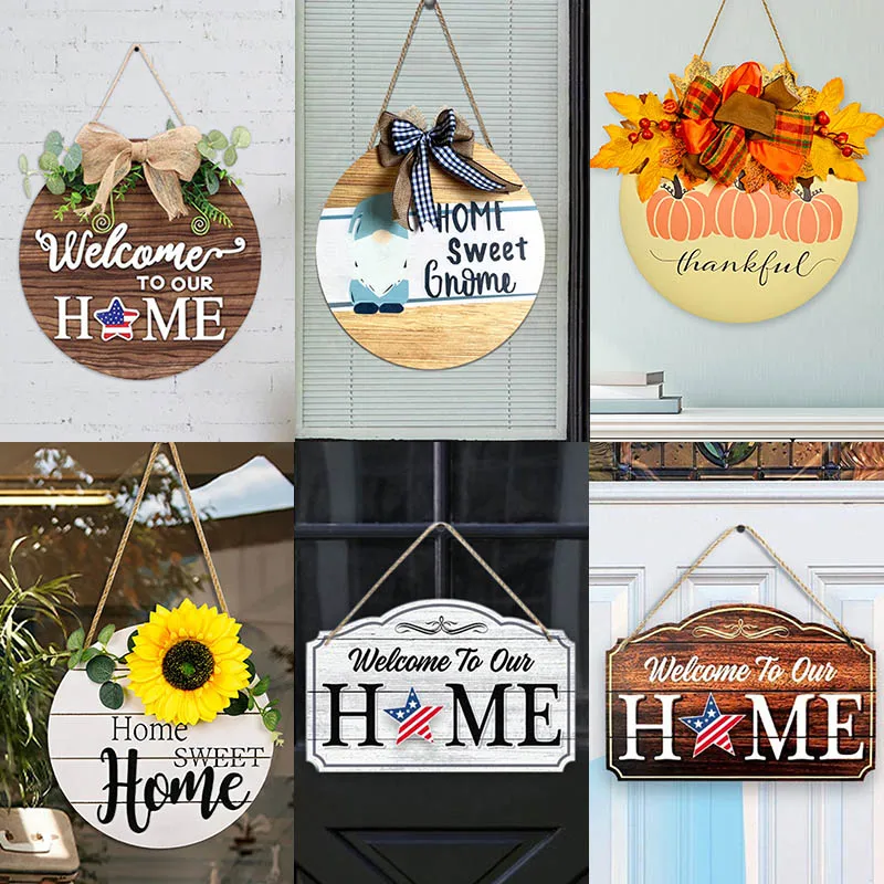 Home Sign Front Porch Hanging Round Wreath Home Art Ornaments Pendant Door Sign Home Wall Sign - AliExpress