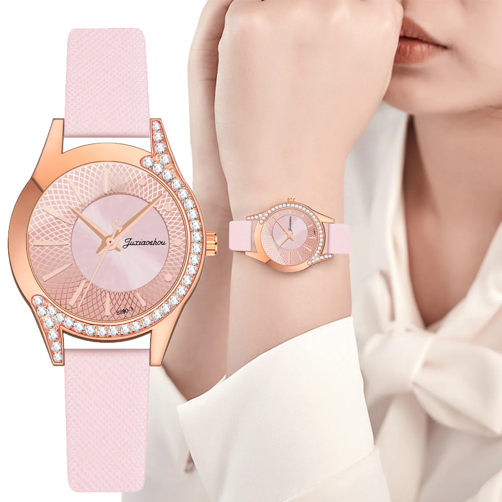 Montre Femme Модные Стразы часы из нержавеющей стали с кожаным ремешком наручные на