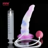 FAAK Squirt Dildo With Suction Cup Silicone Curved Anal Plug Syringe Tube Spray Ejaculation Penis G-spot Stimulate Sex Toys Shop 1