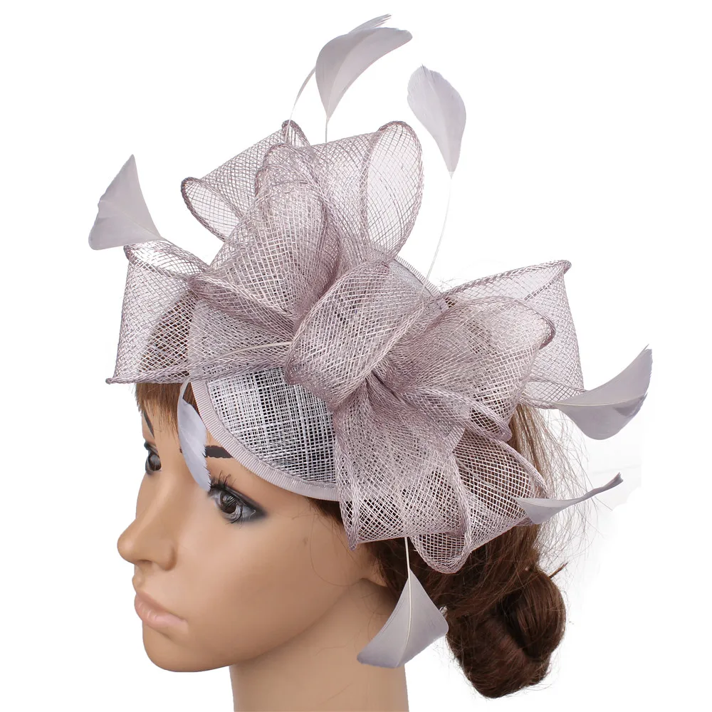Sinamay основа с перьями темно-синий millinery sinamay петли свадебные коктейльные Шляпы перо tocados sombreros bodas 17 цветов