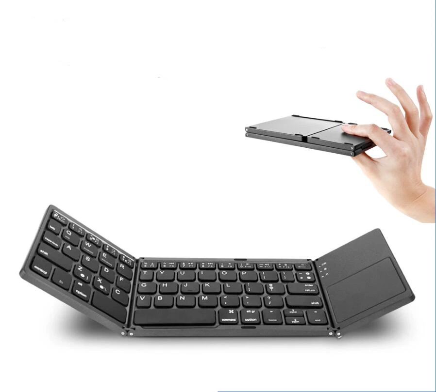 

Three system universal Triple foldingfold with touchpad tablet mobile phone computer wireless Bluetooth folding mini keyboard