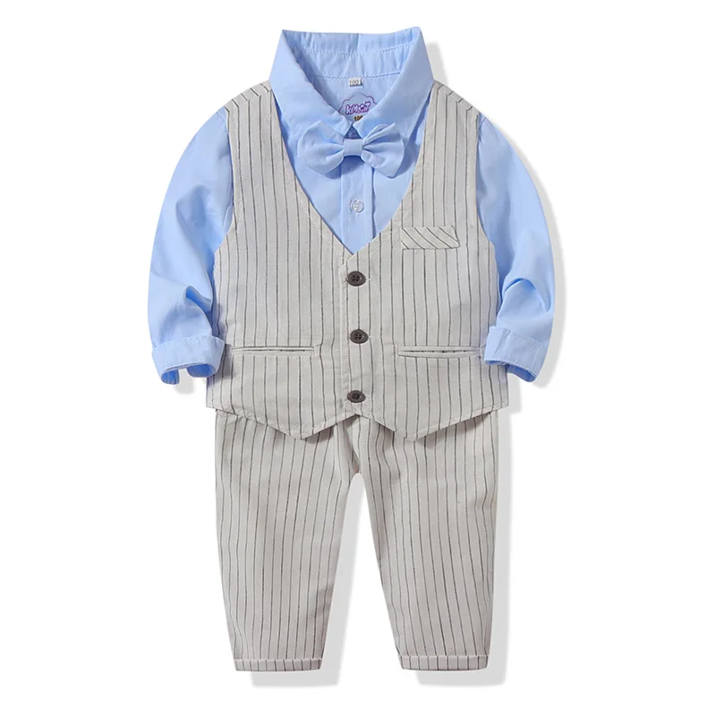 Kiomcat Kids Baby Boy Autumn/Spring Clothes Set Gentleman Fashion Boys Wedding Outfit Party New Year Children Boys Clothing - Цвет: Blue