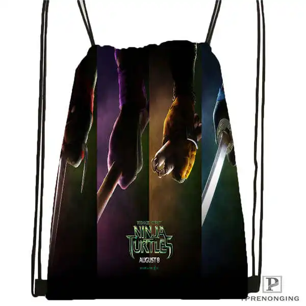 Drawstring Backpack Пользовательские Черепашки-ниндзя, походная сумка на шнурке, милый рюкзак для детей(черная спинка) 31x40 см#180531-04-38 - Цвет: Drawstring Backpack