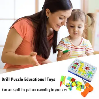 

240pcs Children Electric Drill Plastic Kids Children Drill Puzzle Educational Toys Screw Group Tool Kits Jigsaw Building Toy