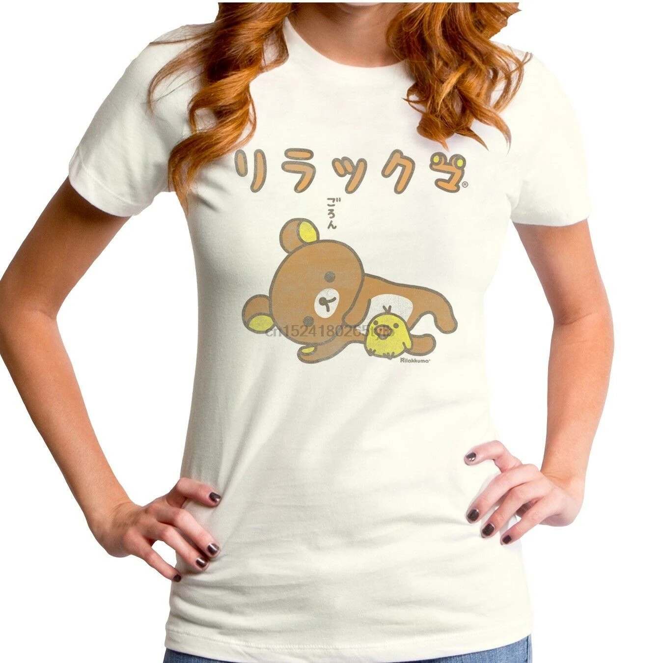 Authentic Rilakkuma Bear and Chick Japanese Ladies soft Jr T shirt top