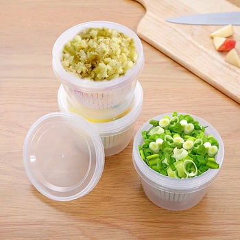 

Round Transparent Double Drain Refrigerator Storage Box Organizer Food Green Onion Container Ingredients Box For Kitchen