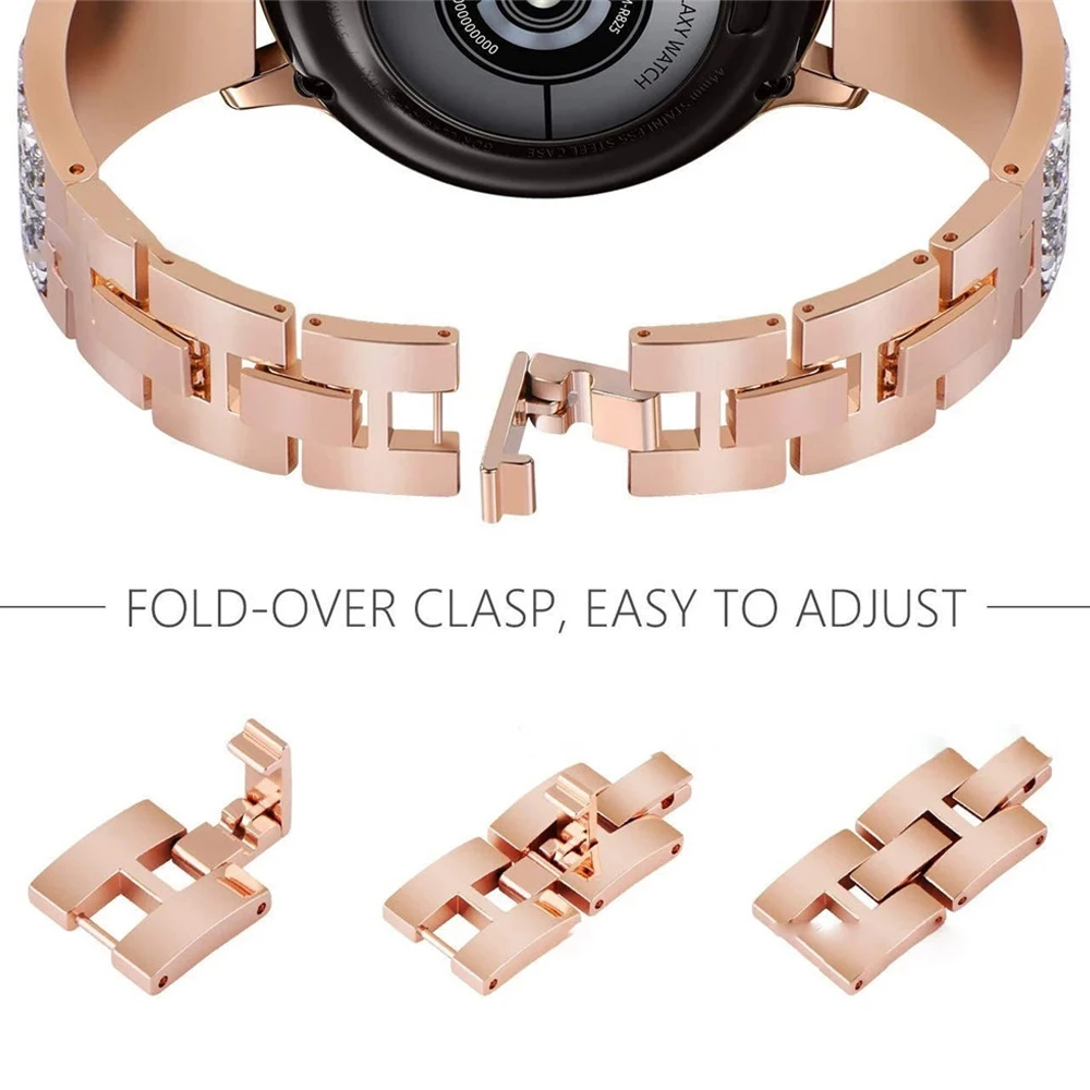 Diamond Stainless Steel Strap for Samsung Galaxy Watch 4 Classic 46mm 42mm/Watch4 44mm 40mm Band Replacement Wristbands Bracelet