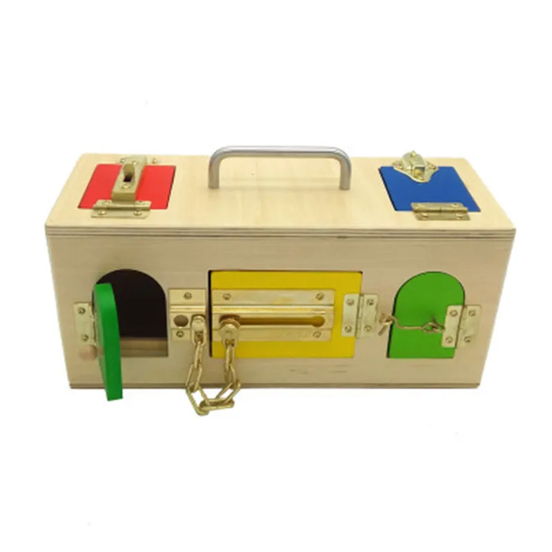 

Montessori Kindergarten Learning Unlocking Teaching Aids Children Lock Box Early Education Wooden Hand-Eye Coordination Training