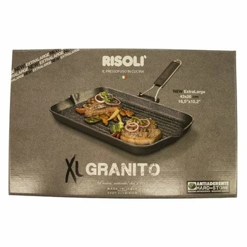 

Bormioli Rocco Risolì Bistecchiera Antiaderente XL Cm 43X26 Manico Pieg. Legno