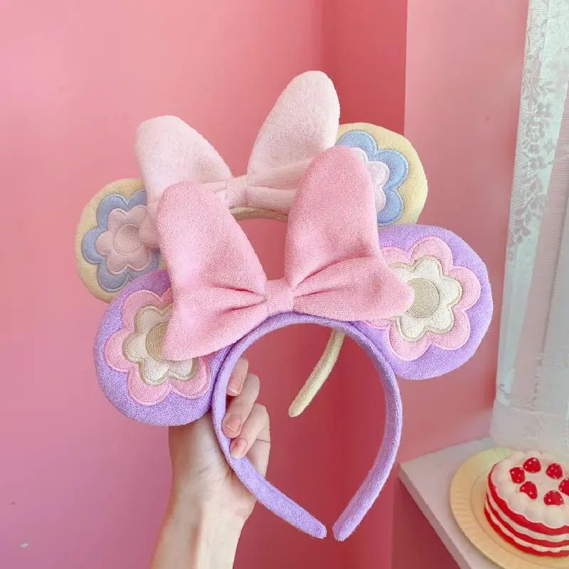 Mickey Minnie Mouse Ears Headband Red Bowknot Girl Hair Hoop Disney land Birthday Party Decoration Gift Pretend Toy | Детская одежда и