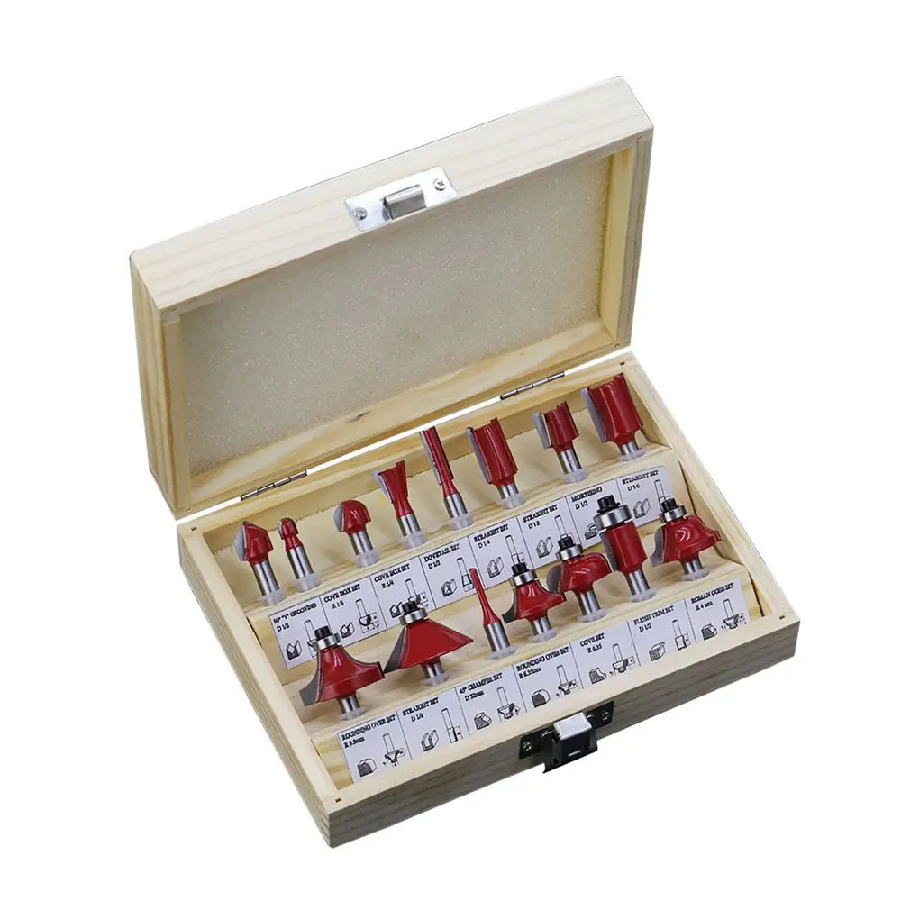

15Pcs/Set Milling Cutter Machine Tools Set Router Bit for Woodworking Cutters Carbide Shank Mill Milling Wood Cutting Tool
