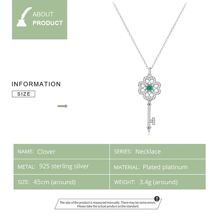 Bamoer подлинное 925 пробы Серебряное модное ожерелье с подвеской для ключей для женщин, ожерелье с цепочкой, ювелирные украшения BSN141