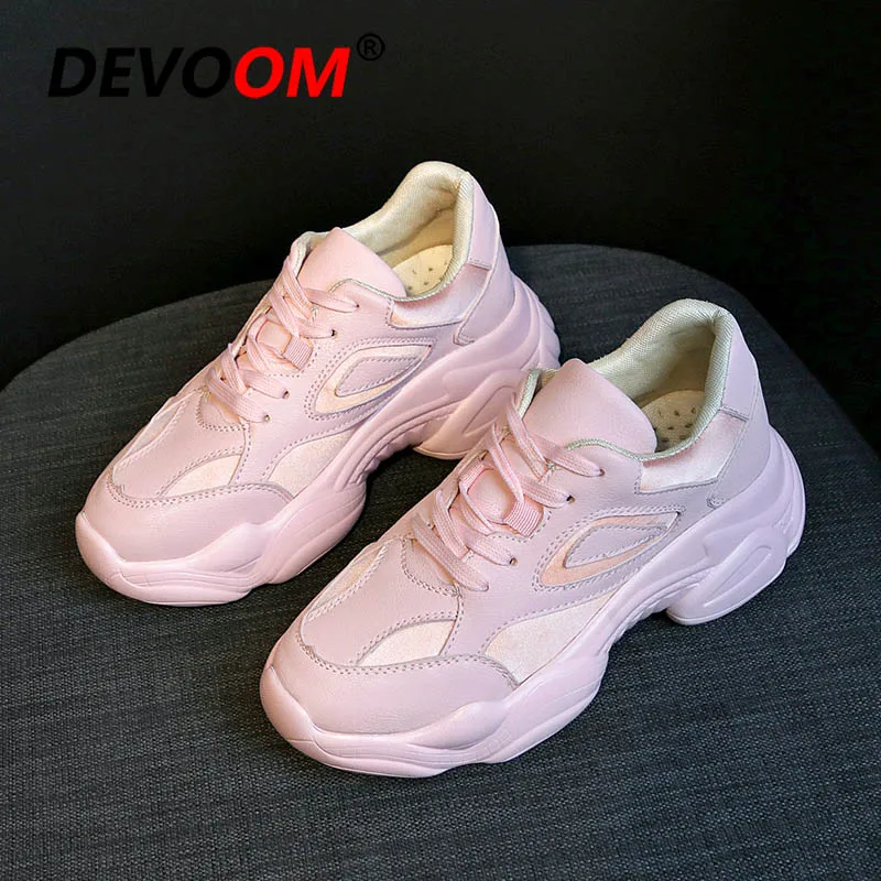 Новинка; женская обувь для бега; chaussures femme; массивные кроссовки; женская спортивная обувь года; Zapatos de mujer; Тройная обувь для папы - Цвет: Розовый