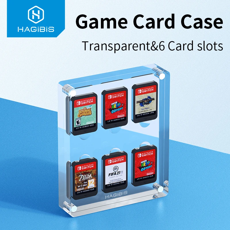 Hagibis Game Card Case for Nintendo Switch Premium Transparent Acrylic Games Storage Box Holder Shockproof Hard Shell 6 Cards