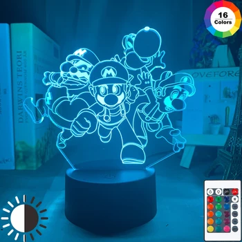 

Game Super Mario Bros and Yoshi 3d Night Lamp for Kids Bedroom Decoration Touch Sensor Remote Brightness Led Night Light Mario