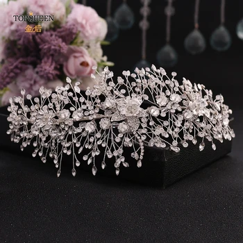

TOPQUEEN HP286 Wedding Hair Accessories for Bridal Prince Crown Rhinestone Bridal Headband Flower Headband Bridal Hair Jewelry
