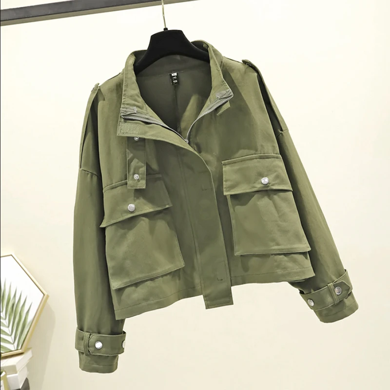 Smlinan Bomber Basic Jacket Women Mandarin Collar Zipper Spring Summer Coat Female Casual Loose Streetwear Jackets Ladies Coats