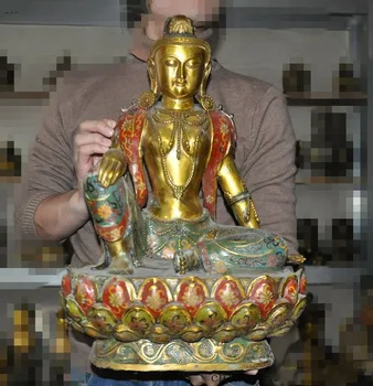 

wedding decoration Old Tibet bronze Cloisonne Enamel Gilt Tara goddess Kwan-yin Bodhisattva statue