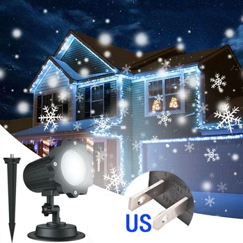 

1pc Christmas Snowflake LED Laser Projector Black Snow Outdoor Garden Land Scape Lamp 4W For Party Event
