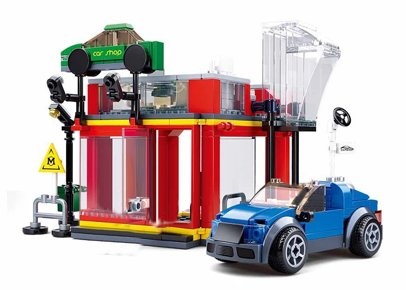 Sluban конструктор совместимый с лего автомобиль модель мусоровоза мыть наборы Строительные блоки Кирпич детская игрушка АЗС город большой автомобиль