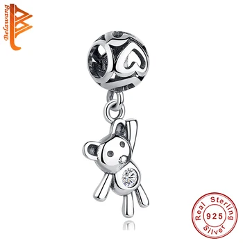 

Real 925 Sterling Silver Lovely Bear Pendant Charm Beads fit Charm Bracelet Necklace Women Girlfriend Birthday Christmas Gift